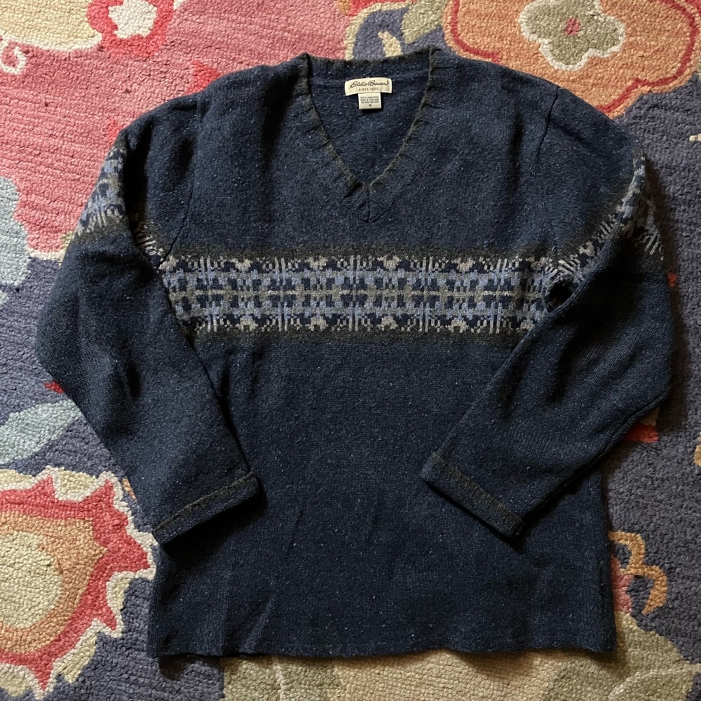 Vintage Eddie Bauer 100% Wool Fair Isle Sweater – Medium